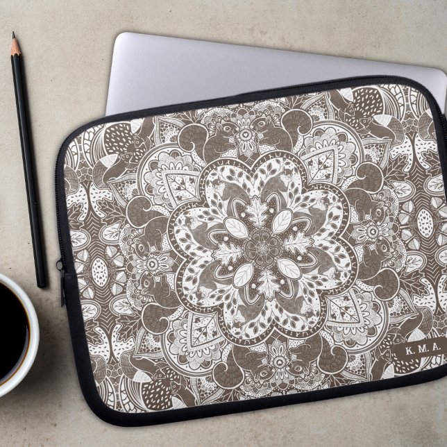 Woodland Squirrels Mandala Laptop Sleeve (Creator Uploaded)