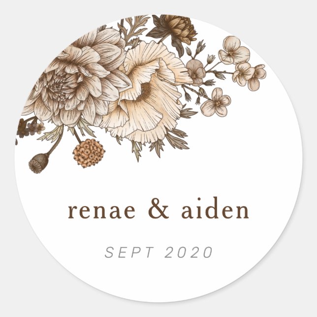 Woodland stickers, Boho Vintage wedding Classic Round Sticker (Front)