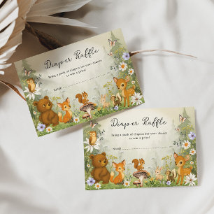 Woodland Storybook Forest Animals Diaper Raffle Enclosure Card