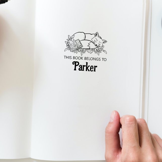 Woodland Storybook Fox Baby Book Stamp (This book belongs to personalized bookplate stamp in the Woodland Storybook Baby Shower Collection.)