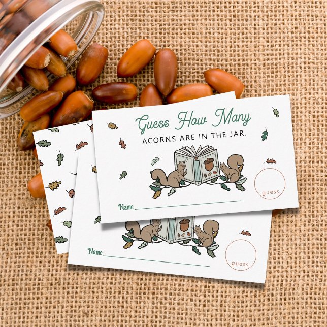 Woodland Storybook Guess How Many Baby Shower Game Enclosure Card (Guess How Many Baby Shower Game )