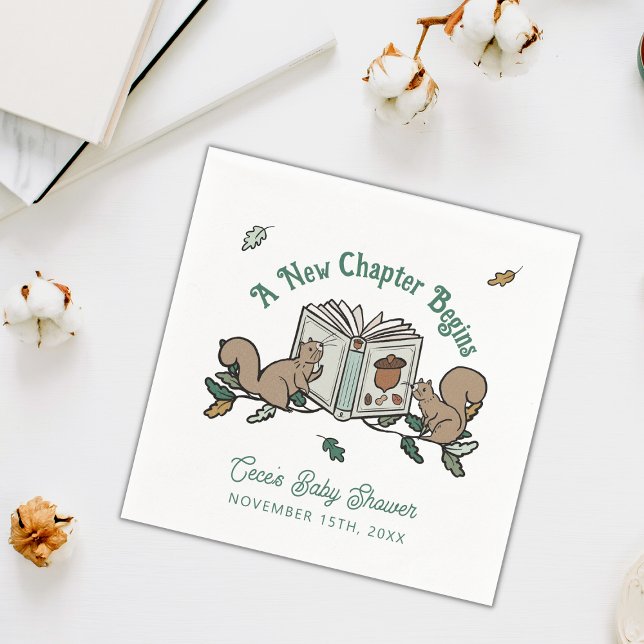 Woodland Storybook New Chapter Begins Baby Shower Napkin (Woodland Storybook Baby Shower Napkins)