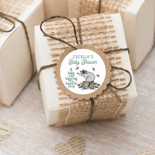 Woodland Storybook Racoon Baby Shower Square Sticker