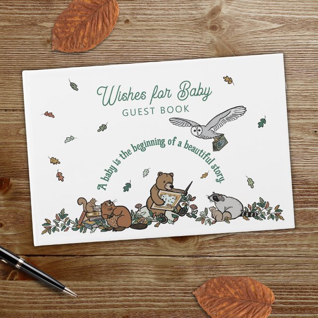 Woodland Storybook Wishes for Baby Shower Guest Book (Wishes for Baby Guest Book )