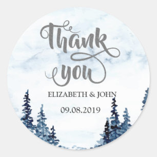Woodland,String Lights Thank You Wedding Sticker