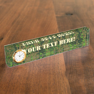 Woodland Style Digital Camouflage Accent Decor Nameplate