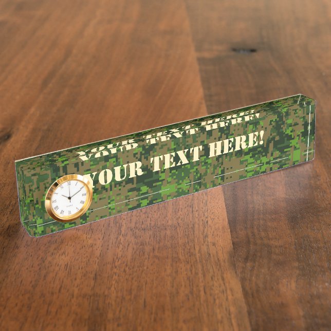 Woodland Style Digital Camouflage Accent Decor Nameplate (Side)