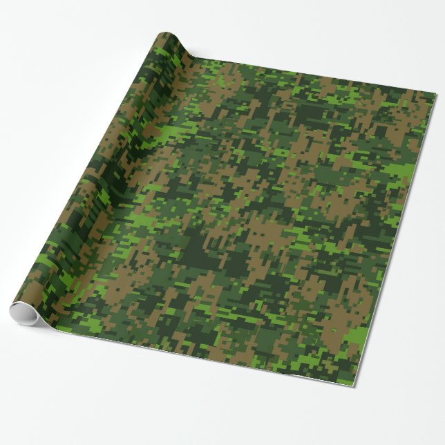 Woodland Style Digital Camouflage Accent Decor Wrapping Paper (Unrolled)