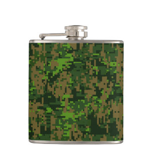 Woodland Style Digital Camouflage Hip Flask