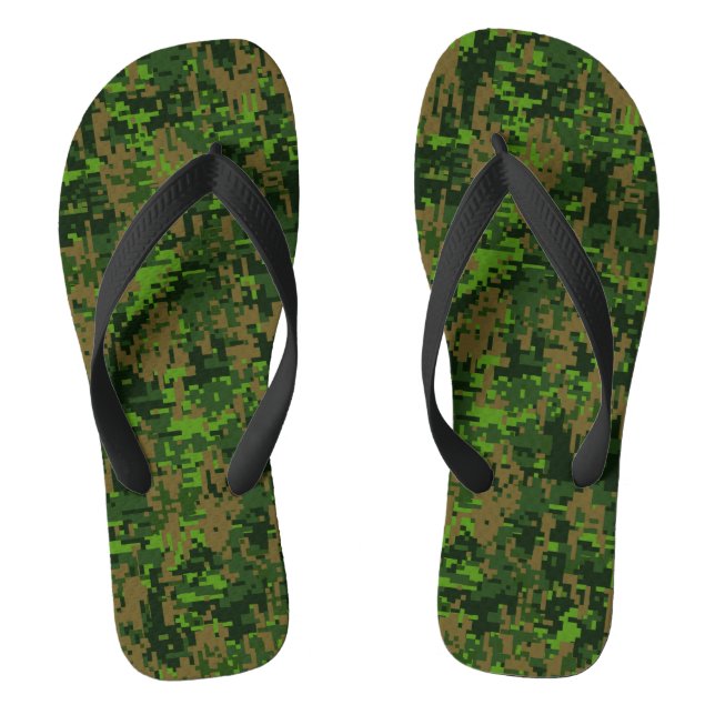 Woodland Style Digital Green Camouflage Accent Flip Flops (Footbed)
