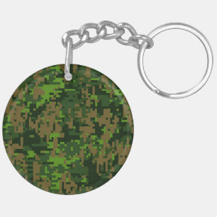 Woodland Style Digital Green Camouflage Accent Key Ring