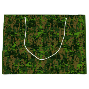Woodland Style Digital Green Camouflage Accent Large Gift Bag