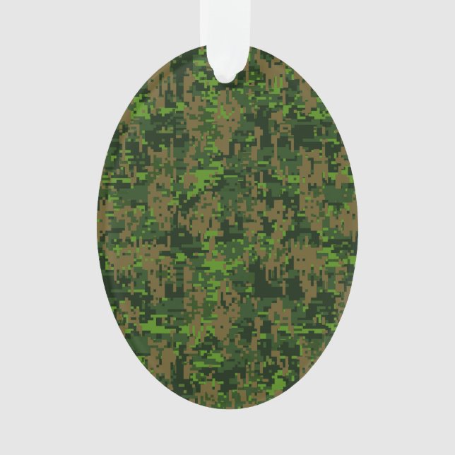 Woodland Style Digital Green Camouflage Accent Ornament (Front)