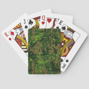 Woodland Style Digital Green Camouflage Decor Playing Cards