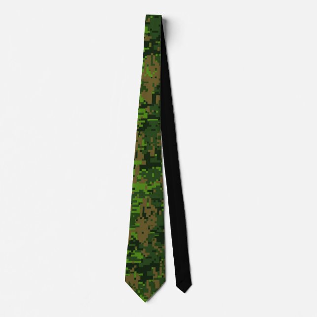 Woodland Style Digital Green Camouflage Decor Tie (Front)