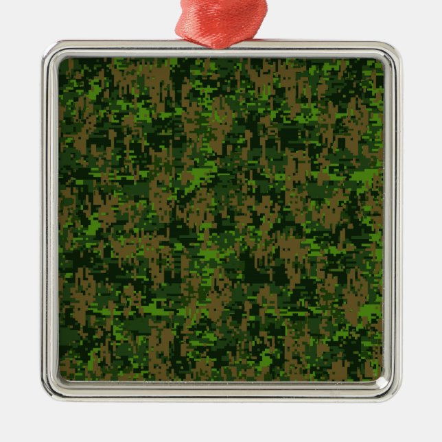 Woodland Style Green Digital Camouflage Metal Tree Decoration (Front)