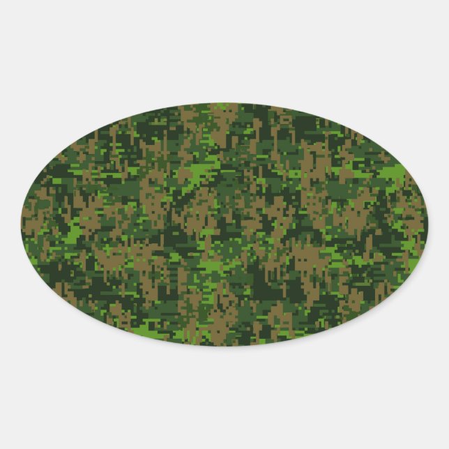 Woodland Style Green Digital Camouflage Oval Sticker (Front)