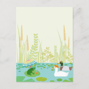 Woodland Summer Lake Animals Vacation Party  Announcement Postcard