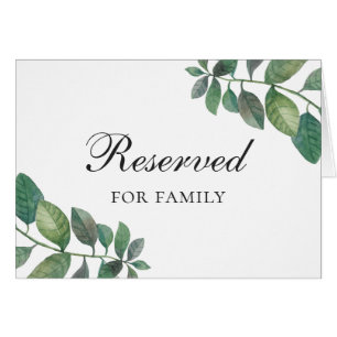 Woodland summer wedding. Botanical reserved sign