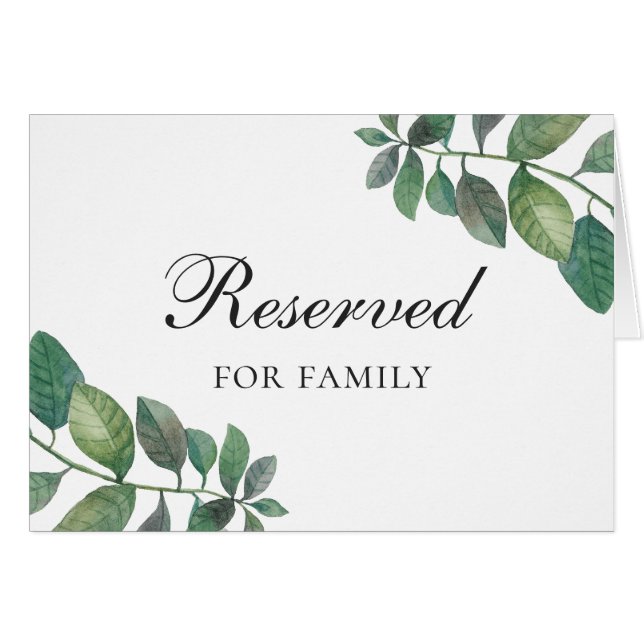 Woodland summer wedding. Botanical reserved sign (Front Horizontal)
