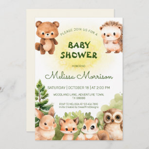 Woodland Sunshine Baby Boy Shower Invitation