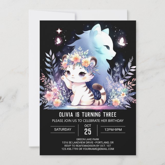 Woodland Sweet Tiger Birthday  Invitation (Front)