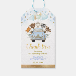 Woodland Sweetheart Valentines Blue Gold Balloons Gift Tags