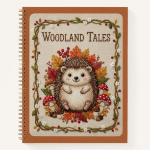 Woodland Tales Embroidered Hedgehog Forest Journal