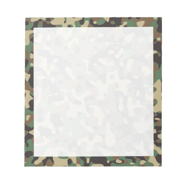 Woodland Tan Brown Green Grey Camo Camouflage Notepad (Front)