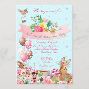 Woodland Tea Party Invitations, Animals Tea Party Invitation