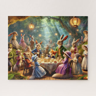 Woodland Tea Party Whimsical Forest Animals Jigsaw Puzzle