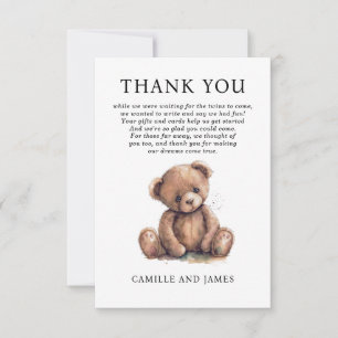 Woodland Teddy Bear Baby Shower Thank You Card