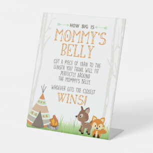 Woodland Tent How Big is Mummy's Belly Shower Game Pedestal Sign