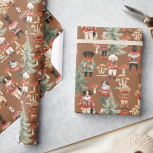 Woodland Terracotta Dog Christmas  Wrapping Paper