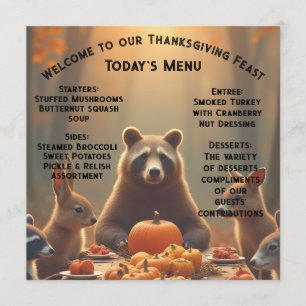Woodland Thanksgiving Party Friends and Family Menu