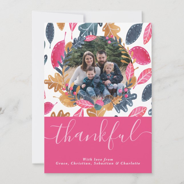 Woodland Thanksgiving Photo Template Leaf Pattern (Front)