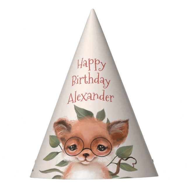 Woodland Theme Birthday Party for Boy Party Hat (Front)