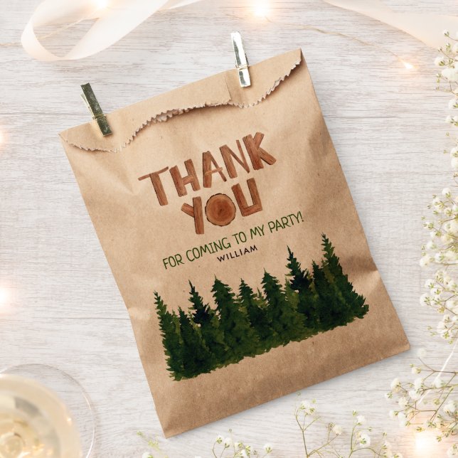 Woodland Theme Thank You  Birthday Favour Bags (Clipped)