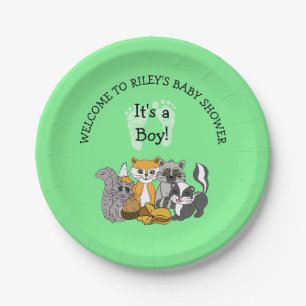 Woodland Themed Boy's Baby Shower  Paper Plate