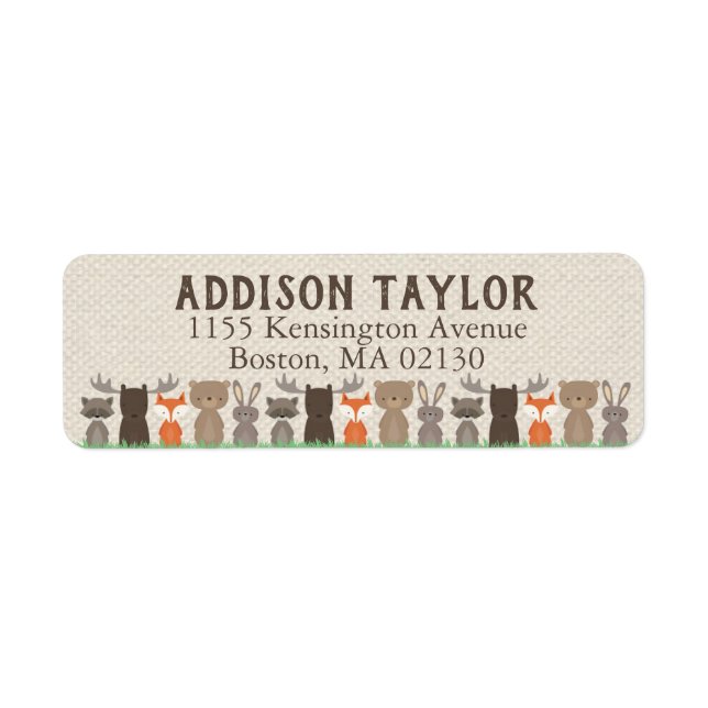 Woodland Themed Return Address Labels Baby Shower (Front)