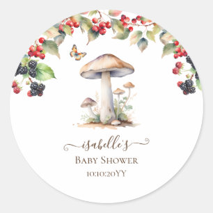 Woodland Toadstool & Mushroom Fall Baby Shower  Classic Round Sticker