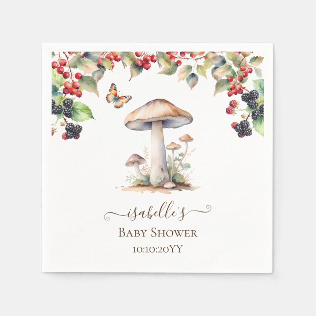 Woodland Toadstool & Mushroom Fall Baby Shower  Napkin (Front)