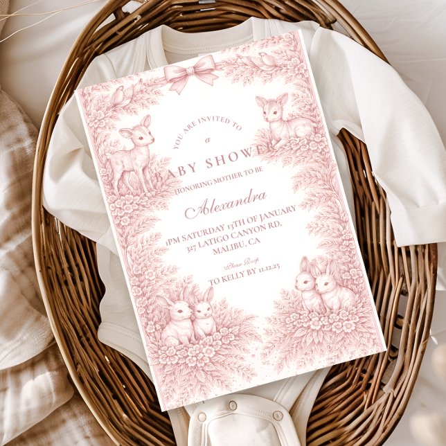 Woodland Toile Baby Shower Invitation (Creator Uploaded)