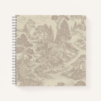 Woodland Toile Forest Animals Vintage Botanical Notebook