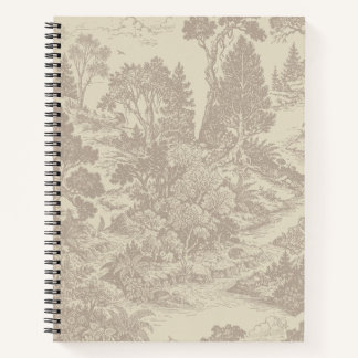 Woodland Toile Forest Animals Vintage Botanical Notebook