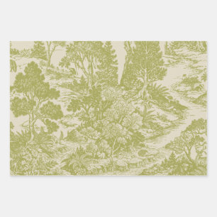 Woodland Toile Forest Animals Vintage Botanical Wrapping Paper Sheet