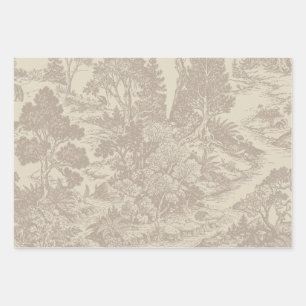 Woodland Toile Forest Animals Vintage Botanical Wrapping Paper Sheet