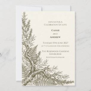 Woodland Tree Fern Botanical Wedding Invitation