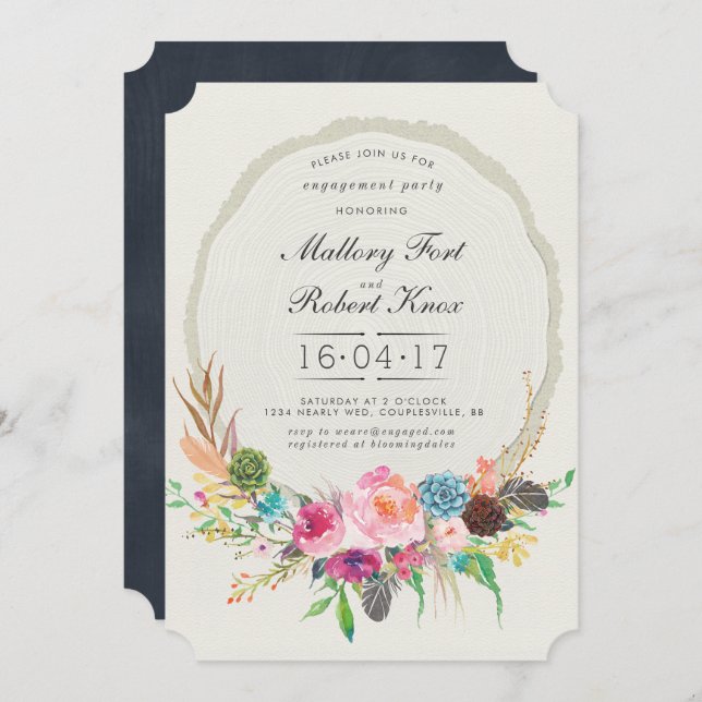 Woodland Tree Ring Engagement Invitation (Front/Back)