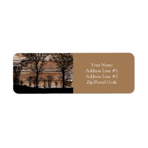Woodland Tree Silhouette On Barn Board